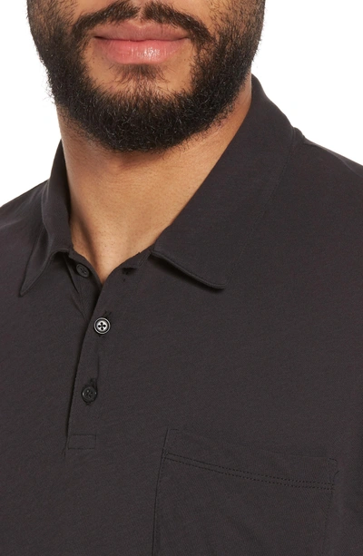 Shop Vince Cotton Polo Shirt In Black