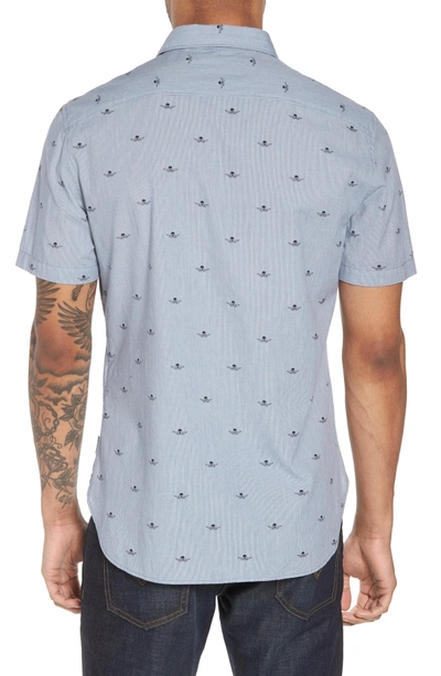 Shop John Varvatos Extra Slim Fit Print Sport Shirt In Lake Blue