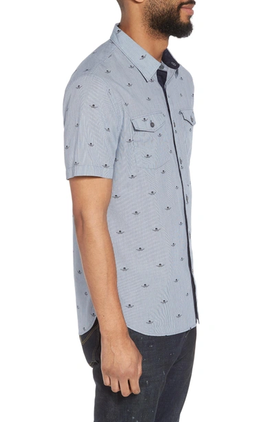 Shop John Varvatos Extra Slim Fit Print Sport Shirt In Lake Blue