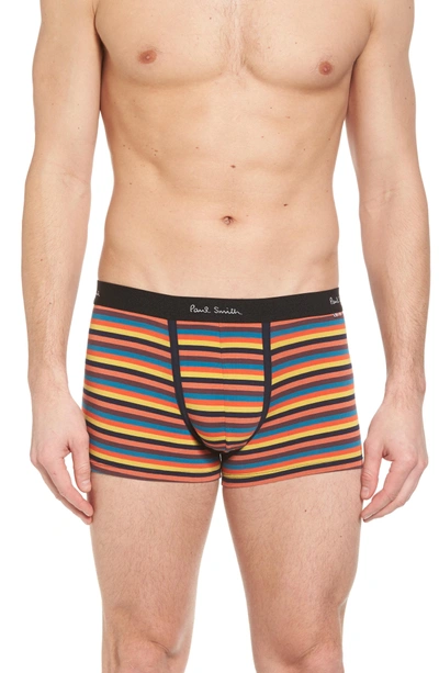 Shop Paul Smith Stripe Stretch Cotton Trunks In Orange/ Black Multi