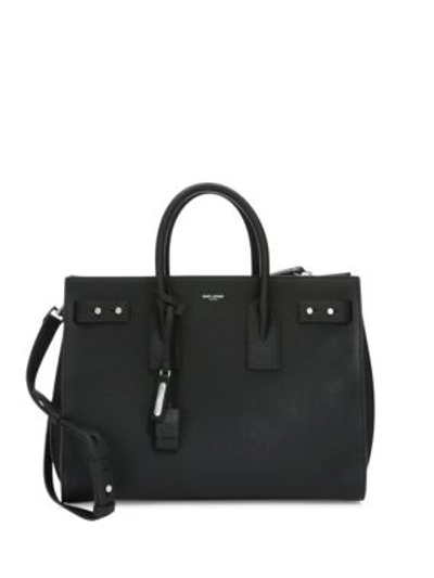Shop Saint Laurent Medium Leather Carryall Briefcase In Black