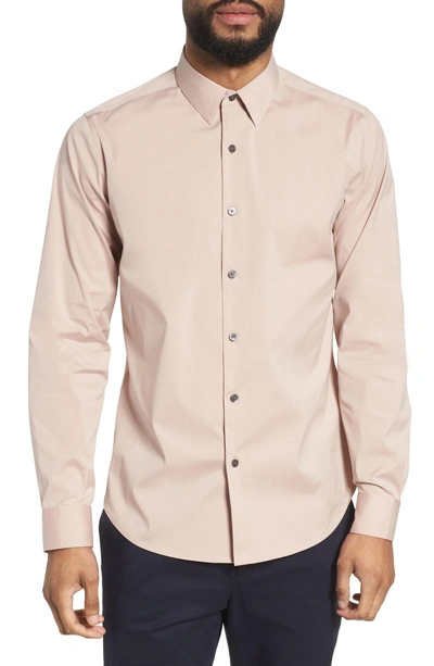 Shop Theory 'sylvain' Trim Fit Long Sleeve Sport Shirt In Lotus