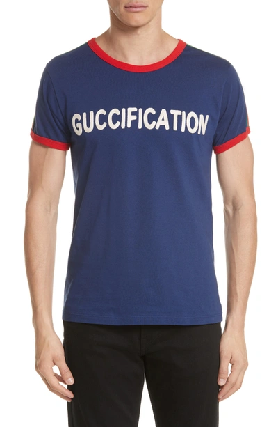 Shop Gucci Fication T-shirt In 4455 Navy