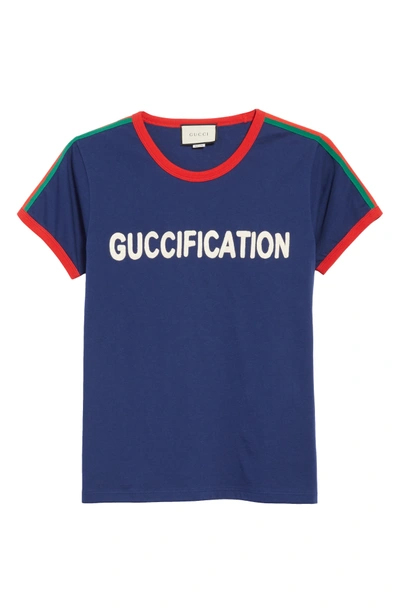 Shop Gucci Fication T-shirt In 4455 Navy