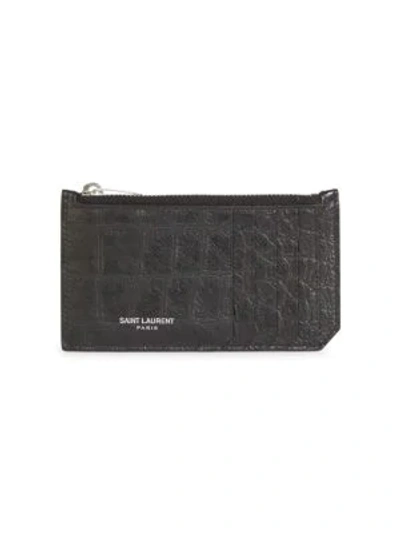 Shop Saint Laurent Leather Credit Card Holder In Black