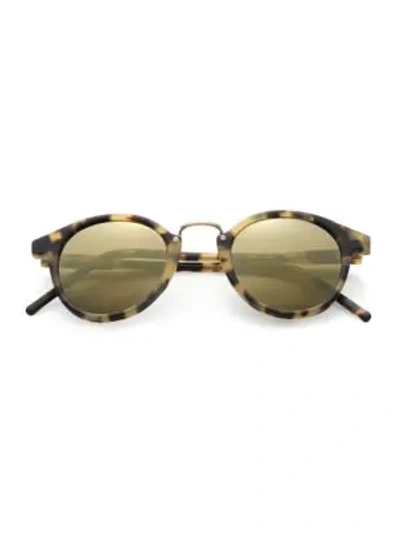 Shop Kyme Men's Frank 46mm Round Monel Bridge Sunglasses In Brown