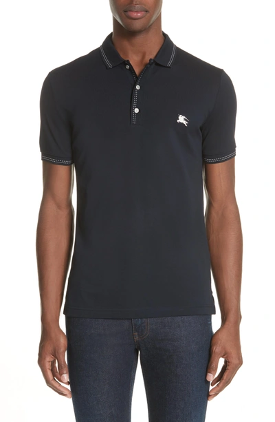 Burberry Kenforth Mercerized Pique Polo Shirt In Navy | ModeSens