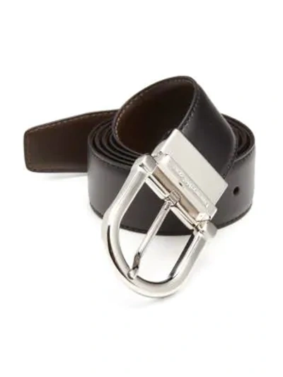 Shop Ermenegildo Zegna Reversible Leather Belt In Black