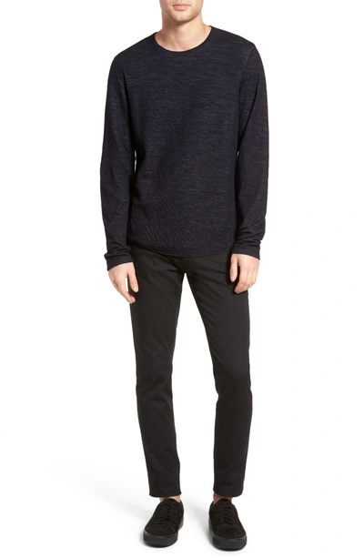 Shop Vince Double Knit Long Sleeve Shirt In New Coastal/ H Carbon