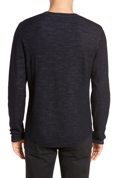 Shop Vince Double Knit Long Sleeve Shirt In New Coastal/ H Carbon