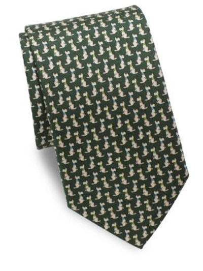 Shop Ferragamo Scotty Dog Silk Tie In Green