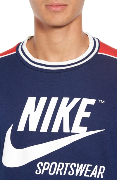 Shop Nike Nsw Archive Sweatshirt In Binary Blue/ Red/ Summit White