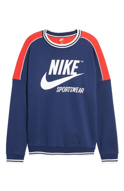 Shop Nike Nsw Archive Sweatshirt In Binary Blue/ Red/ Summit White