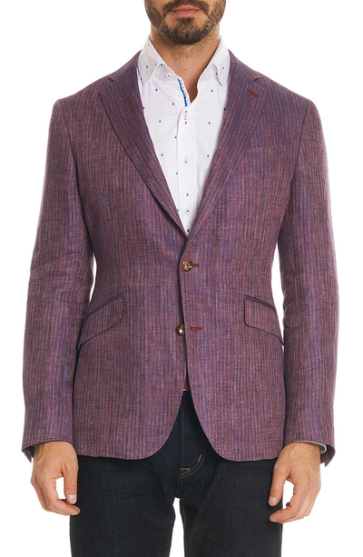 Shop Robert Graham Corbett Tailored Fit Stripe Linen Sport Coat In Berry