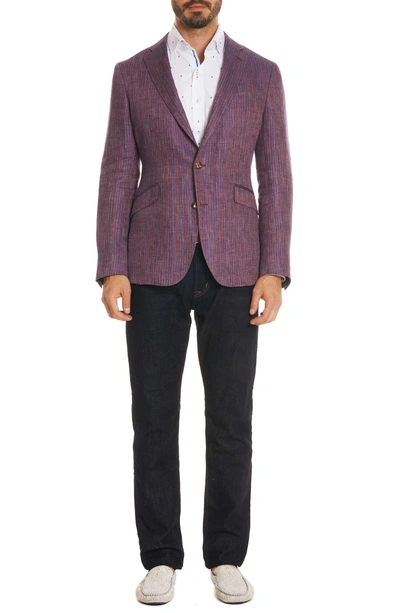 Shop Robert Graham Corbett Tailored Fit Stripe Linen Sport Coat In Berry