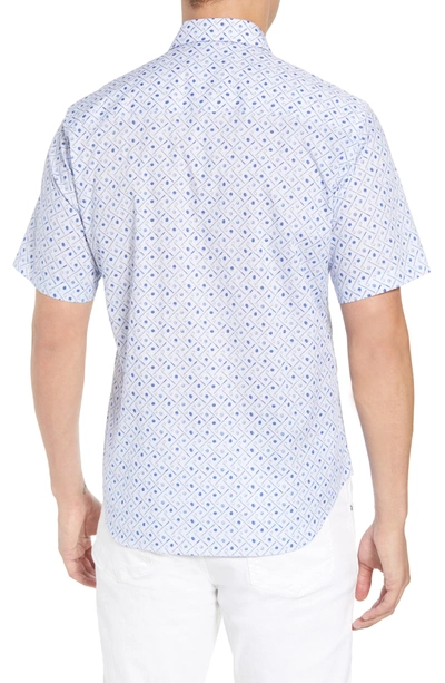 Shop Tailorbyrd Ash Regular Fit Golf Print Sport Shirt In Light Blue