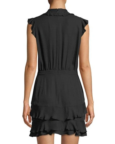 Shop Parker Tangia Sleeveless Surplice Silk Ruffled Dress In Black