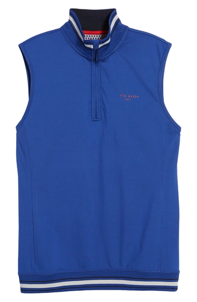 Shop Ted Baker Gala Trim Golf Quarter-zip Vest In Bright Blue