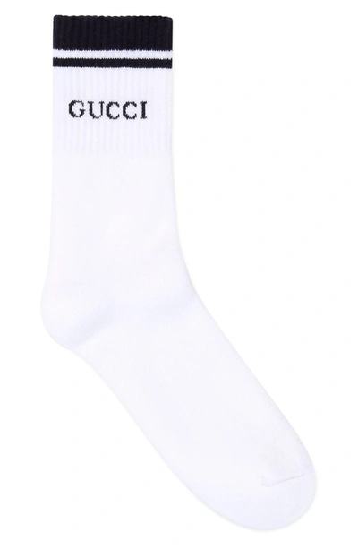 Shop Gucci Logo Socks In 9000 White