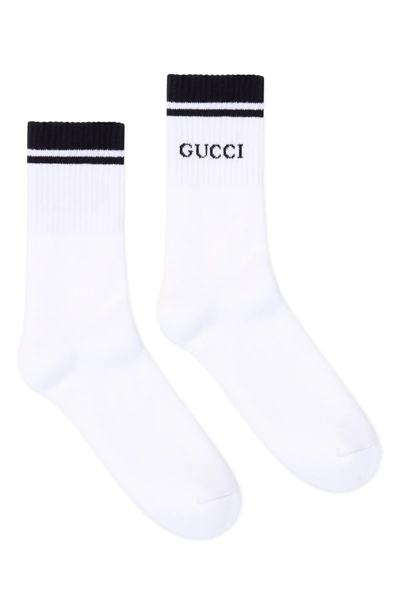 Shop Gucci Logo Socks In 9000 White