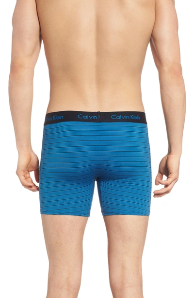 Shop Calvin Klein U5555 Boxer Briefs In Black/ Summer Blue Strip