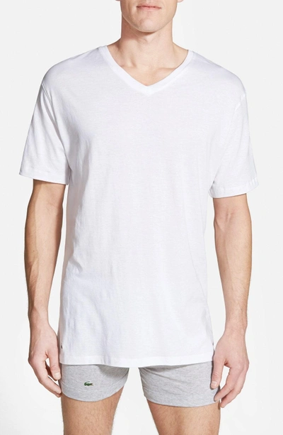 Shop Lacoste Supima Cotton V-neck T-shirt In White