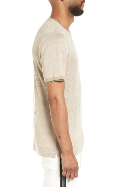 Shop Vince Slim Fit Tipped Linen T-shirt In Beige