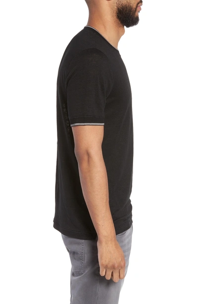 Shop Vince Slim Fit Tipped Linen T-shirt In Black