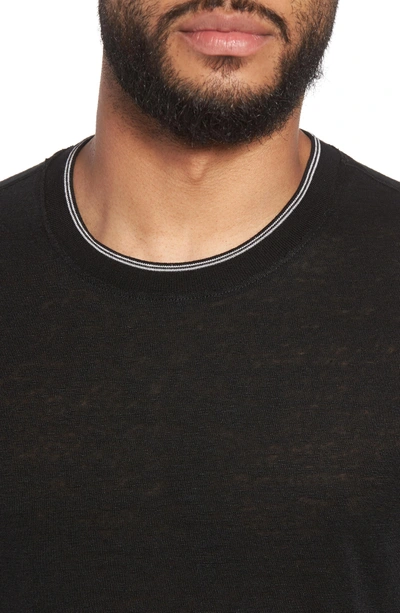 Shop Vince Slim Fit Tipped Linen T-shirt In Black