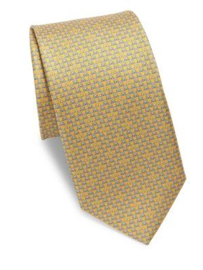 Shop Ferragamo Gancini Logo Silk Tie In Yellow