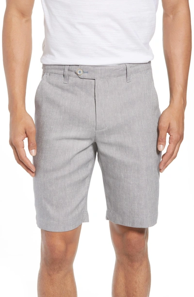 Shop Ted Baker Newshow Flat Front Stretch Cotton Blend Shorts In Grey