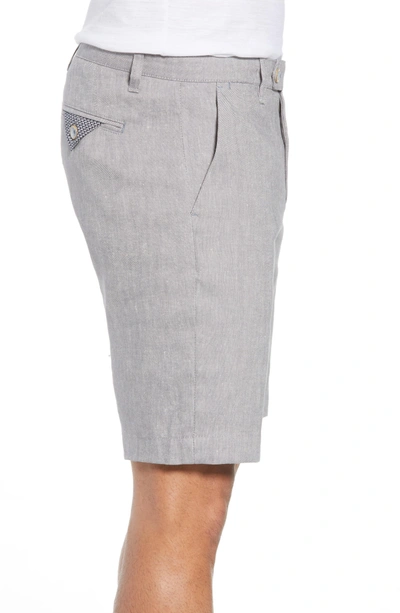 Shop Ted Baker Newshow Flat Front Stretch Cotton Blend Shorts In Grey