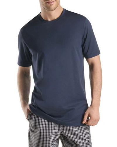 Shop Hanro Night & Day Short-sleeve T-shirt In Black Iris