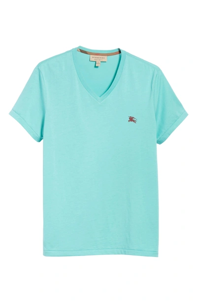 Shop Burberry Jadford Standard Fit V-neck Tee In Turquoise