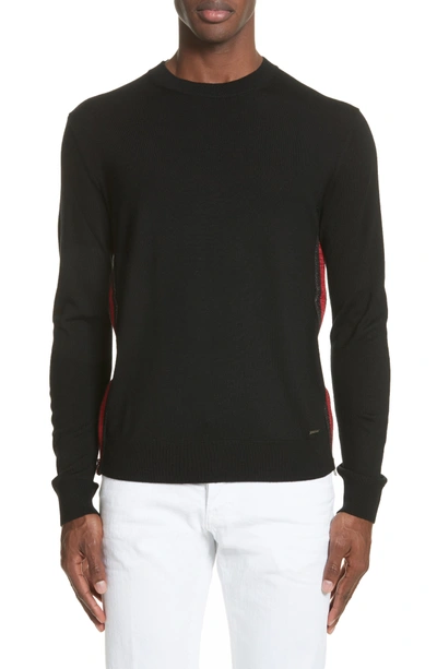 Shop Dsquared2 Wool Sweater With Side Zip Ribbon In Black