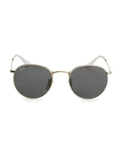 Shop Ray Ban Rb3447 50mm Round Sunglasses In Gold Black