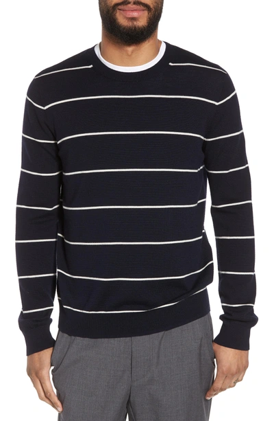 Shop Vince Slim Fit Stripe Crewneck Sweater In Coastal/ Leche