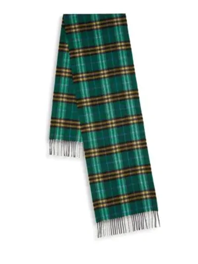 Shop Burberry Plaid Cashmere Scarf In Forest Green