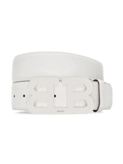 Shop Bally Mirror B Leather Belt In Off White