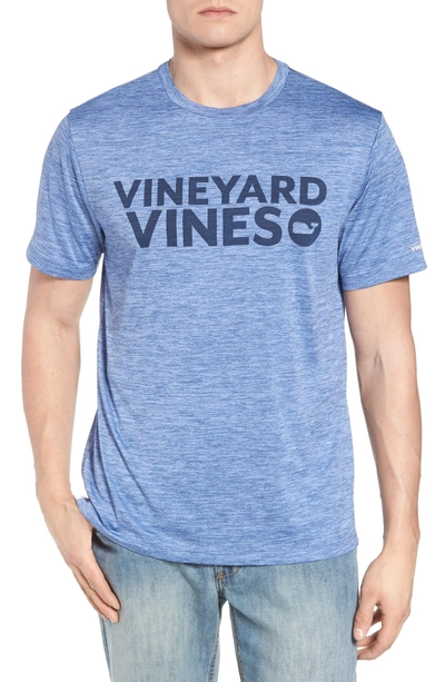 Shop Vineyard Vines Space Dye Crewneck Performance T-shirt In Summer Evening