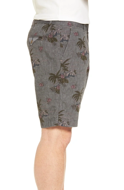 Shop Ted Baker Tropis Print Cotton Shorts In Charcoal
