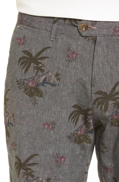 Shop Ted Baker Tropis Print Cotton Shorts In Charcoal