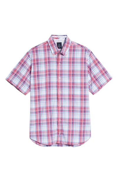Shop Tailorbyrd Alesso Regular Fit Plaid Sport Shirt In Coral