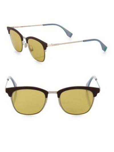 Shop Fendi 50mm Square Sunglasses In Brown Yellow