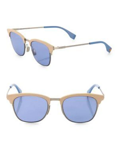 Shop Fendi Women's 50mm Square Sunglasses In Tan Blue