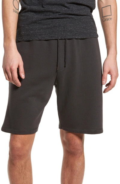 Shop Wesc Marty Fleece Shorts In Pirate Black