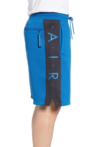 Shop Nike Sportswear Air Fleece Shorts In Blue Nebula/ Anthracite/ White