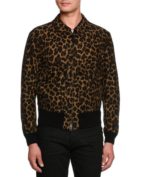 Tom Ford Leopard-print Short Bomber Jacket | ModeSens