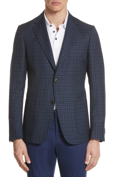 Shop Z Zegna Trim Fit Houndstooth Wool Sport Coat In Navy Check