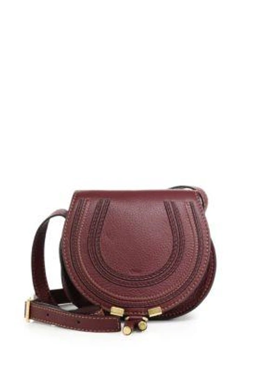 Shop Chloé Small Marcie Leather Crossbody Bag In Dark Velvet